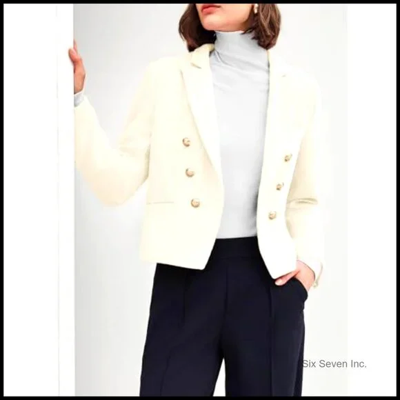 Cropped Tweed Blazer with Lapel and Pockets - Picture 3 of 6